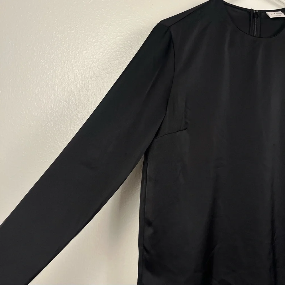 Aritzia Babaton Hamilton Black Satin Long Sleeve Blouse Top Small